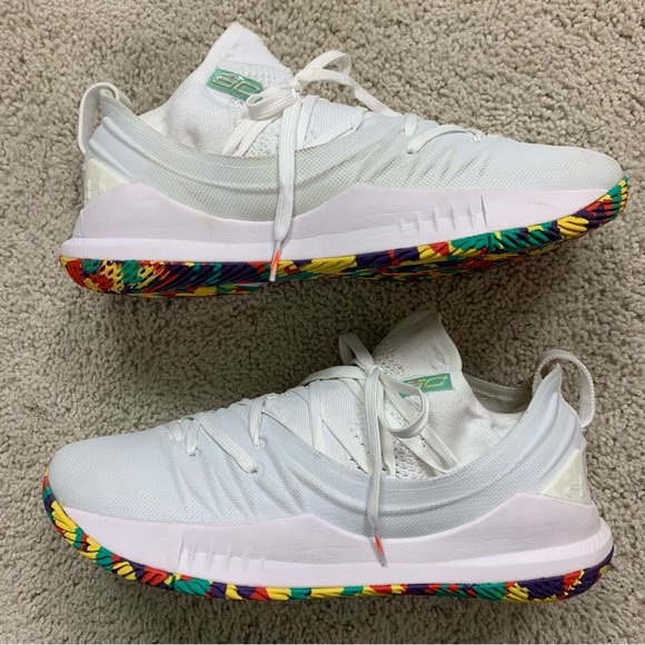 Men's UNDER ARMOUR White STEPH CURRY 5 Confetti BASKETBALL Shoes SNEAKERS  12 - Picture 2 of 6